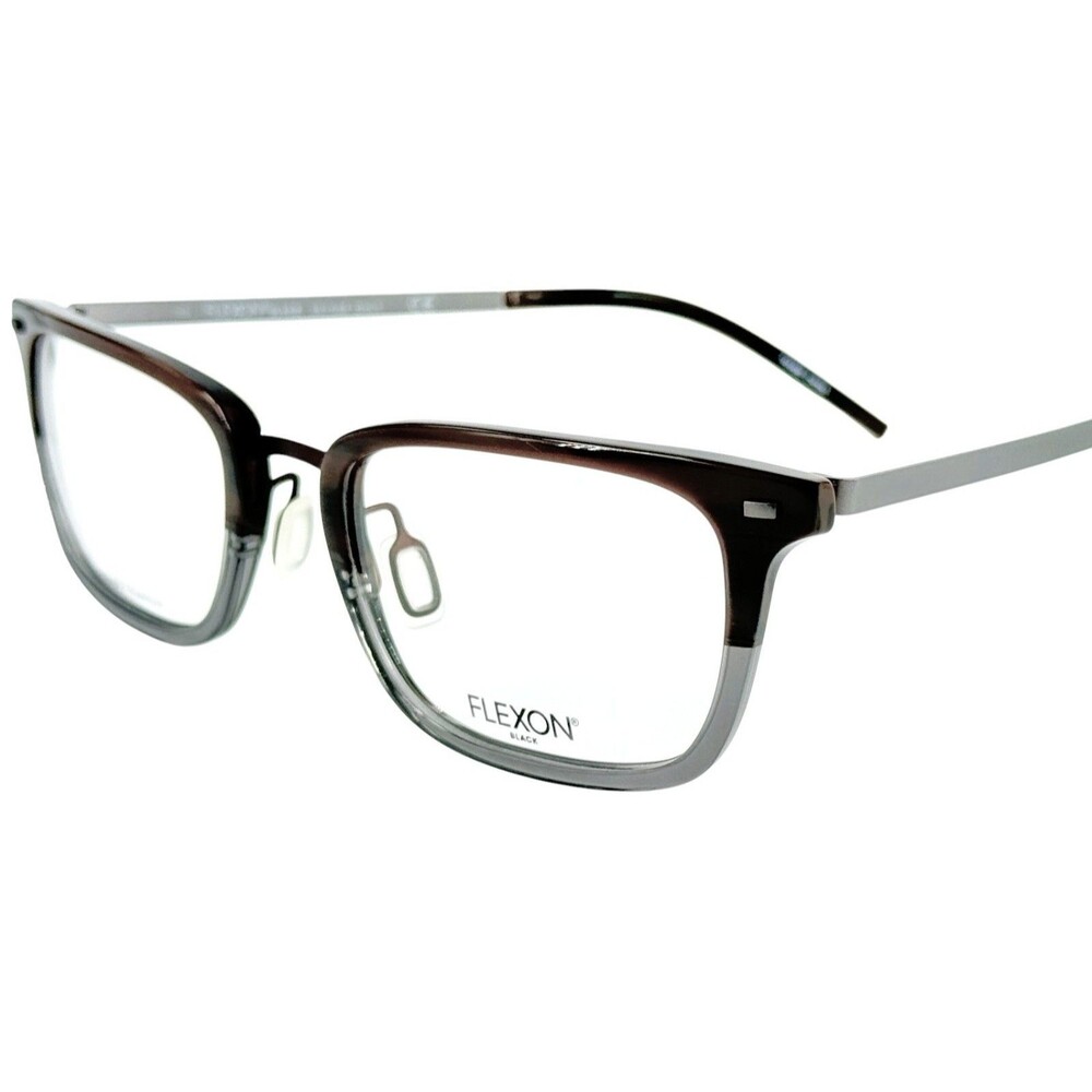 Flexon B2021 Mens Plastic Eyeglass Frame 221 Brown Horn Grad 54-20 Memory Metal